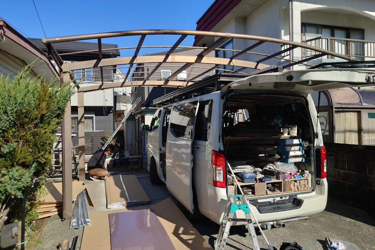 御殿場市カーポート屋根の張り替え工事